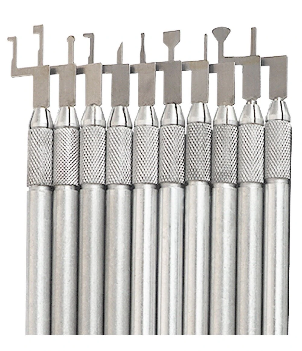 Dental Lab Wax Carving Tool Set - 10pcs Professional Stainless Steel Chisel Knife - Image 3