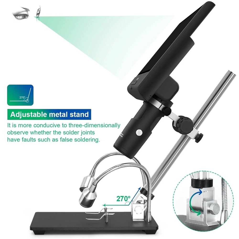AD209 Digital Microscope - 10 Adjustable LCD Display - 3X-200X Magnification - 1080P for Soldering & Repair - Image 3