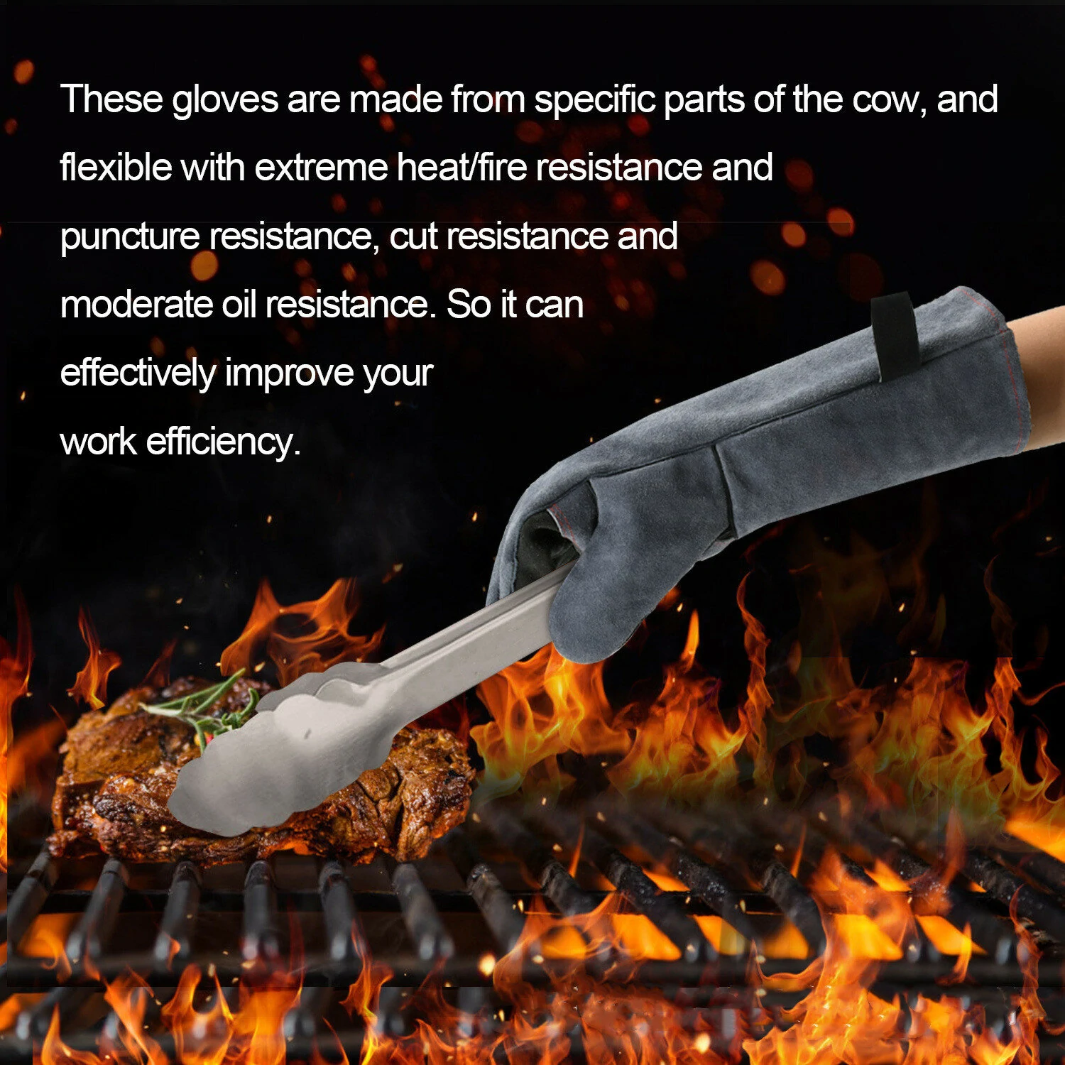 Cowhide Welding Gloves - High Heat & Wear Resistance | Long Insulating Welder Gloves - Image 5