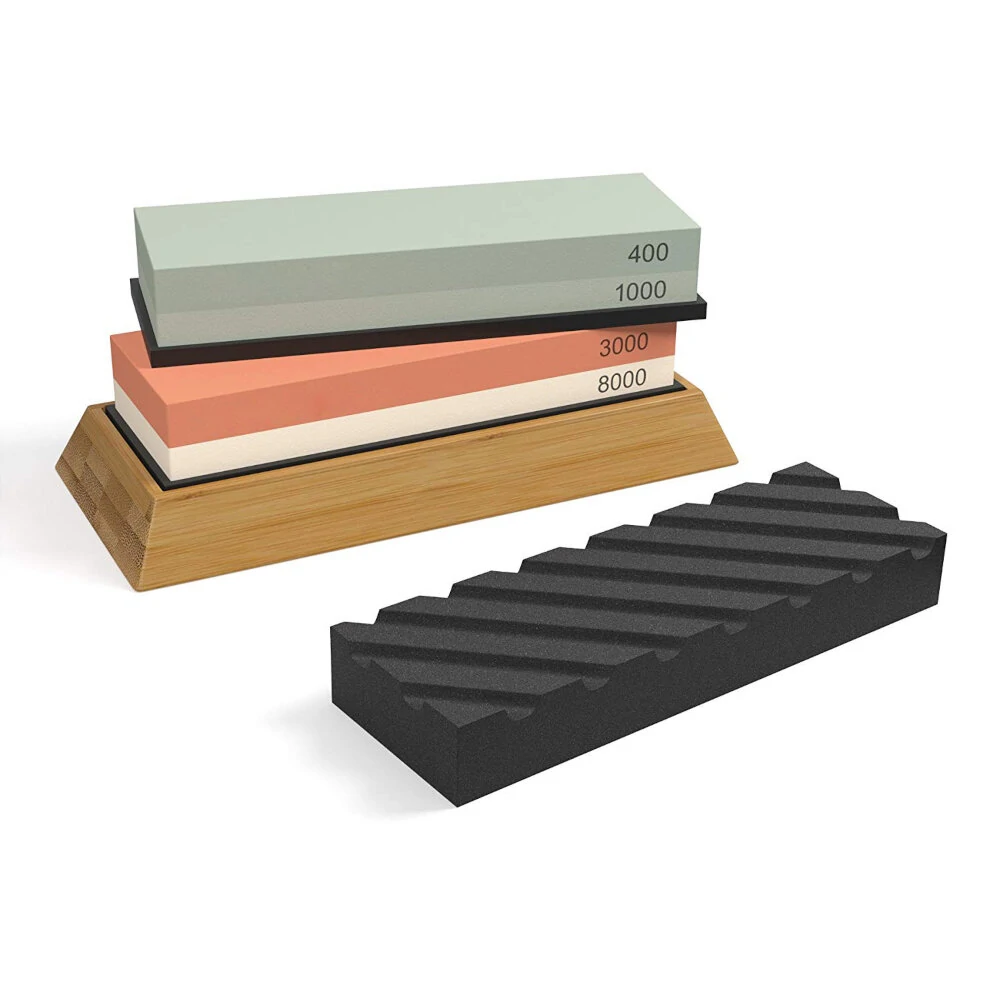 400/1000 3000/8000 Grit Whetstone - Double-Sided Sharpening Stone with Non-Slip Base & Angle Guide - Image 3