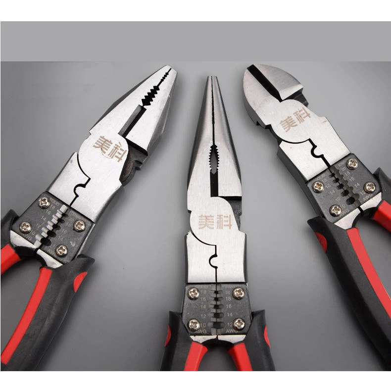 MYTEC 8 Inch Needle Nose Pliers - Wire Stripper & Oblique Mouth Vise Tool - Image 4