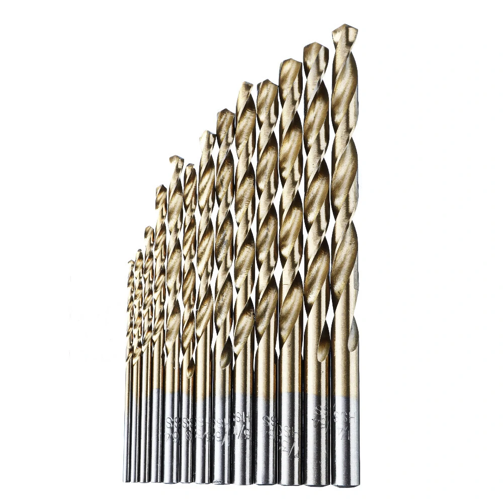 13Pcs HSS Drill Bit Set - Titanium Coating 1/16-1/4 Quick Change Twist Drill - Image 2