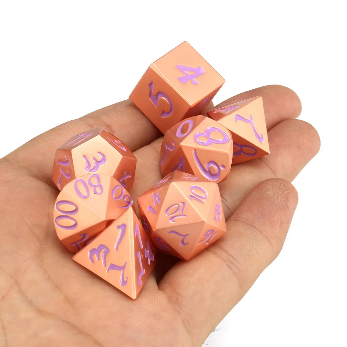 Antique Metal Polyhedral Dice Set - 7Pcs Heavy Duty RPG Dice With Bag - Image 3