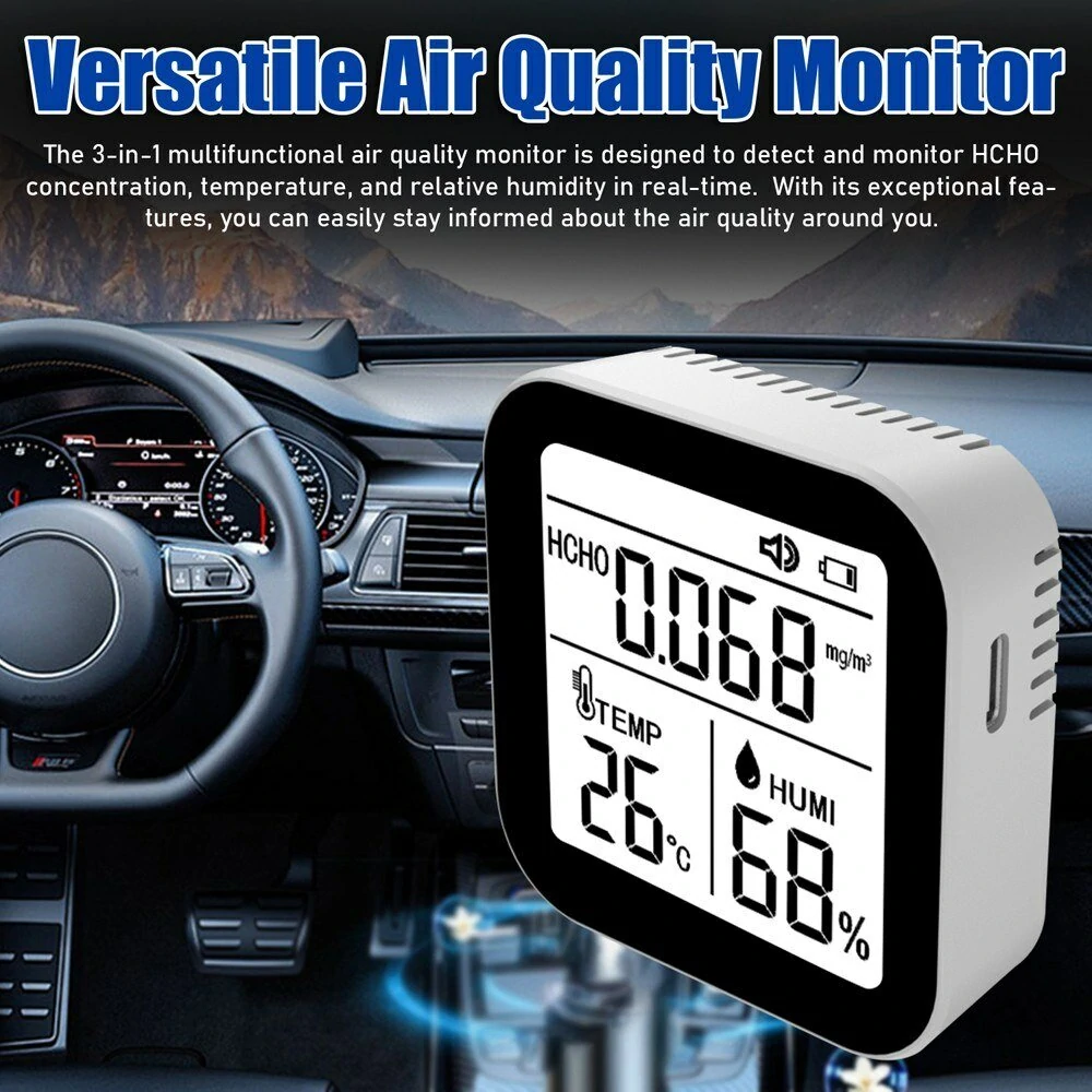 3 in 1 Air Quality Monitor - HCHO Formaldehyde, Temperature & Humidity Detector with Alarm - Image 5