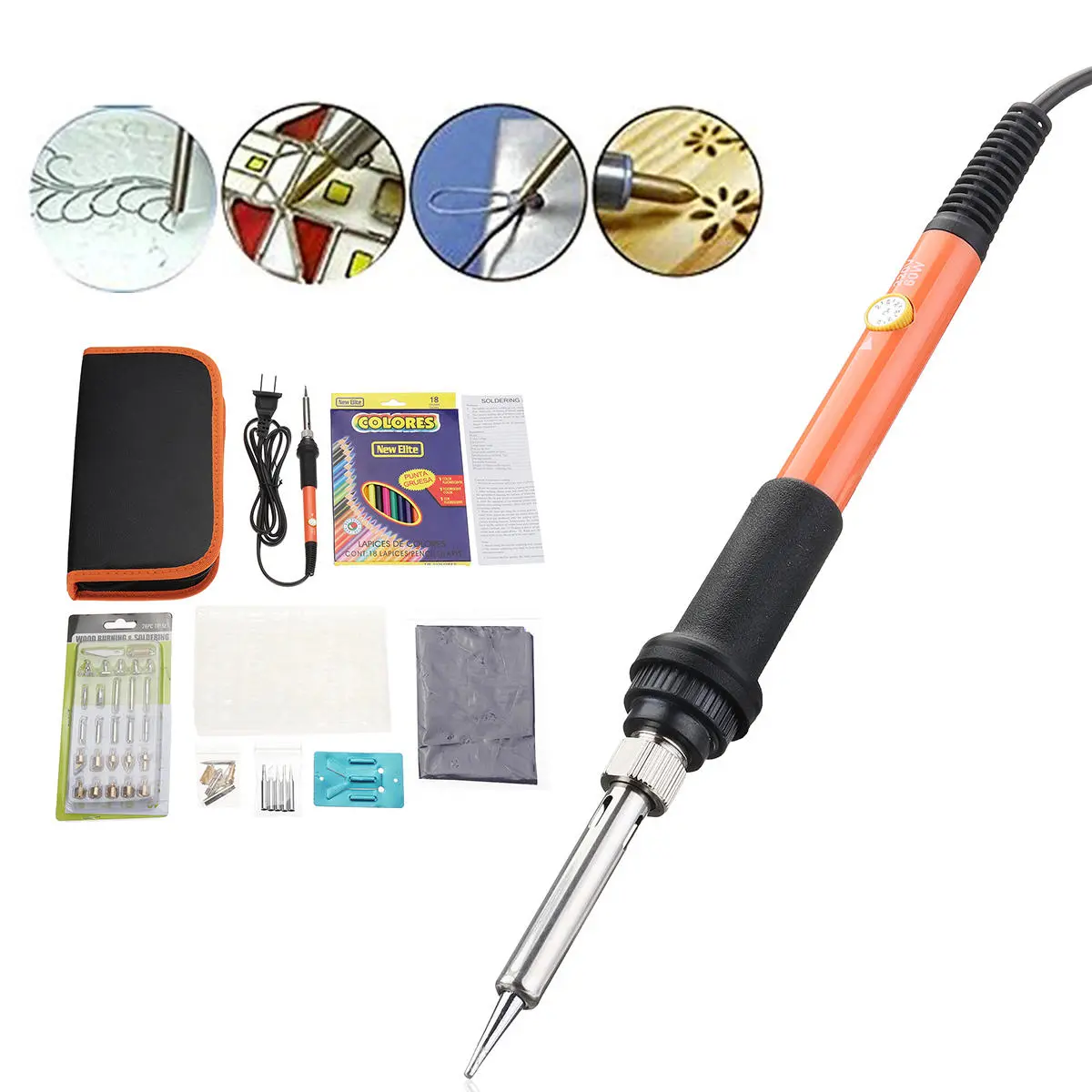 60W Electric Solder Iron & Wood Burning Pen - 79Pc Pyrography Kit for DIY Craft - Image 2