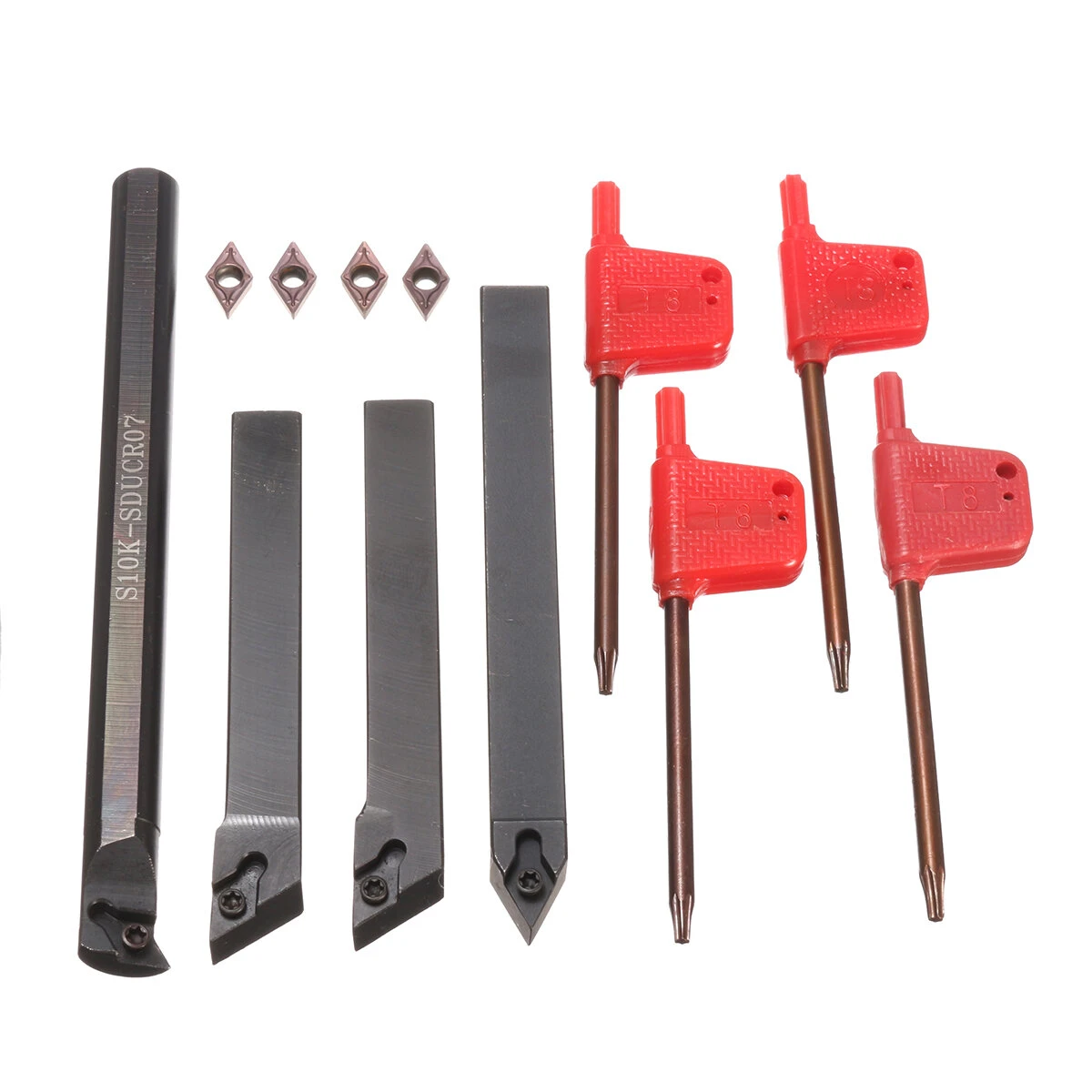 4pcs S10K Turning Tool Holder Set with DCMT0702 Inserts | Wood Lathe Tools - Image 2