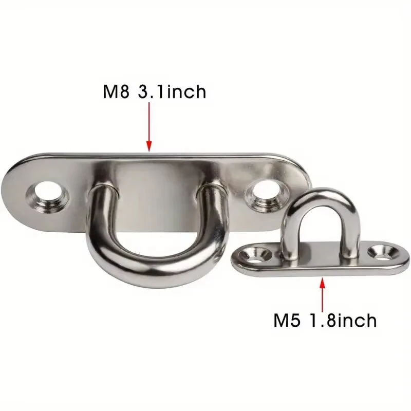 Marine Grade 304 Stainless Steel Oval Eye Plate - 90 lbs Load Capacity for Shade Sail & Boat Rigging - Image 3