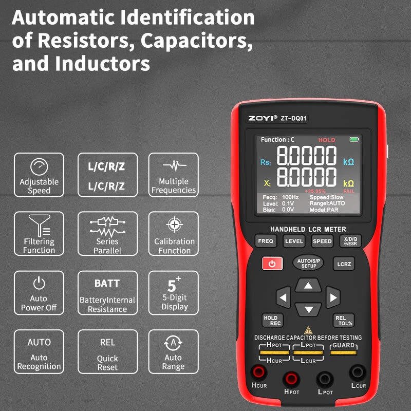 ZOYI ZT-DQ01 Digital LCR Bridge Tester - Handheld Meter 0.3% Accuracy - Image 3