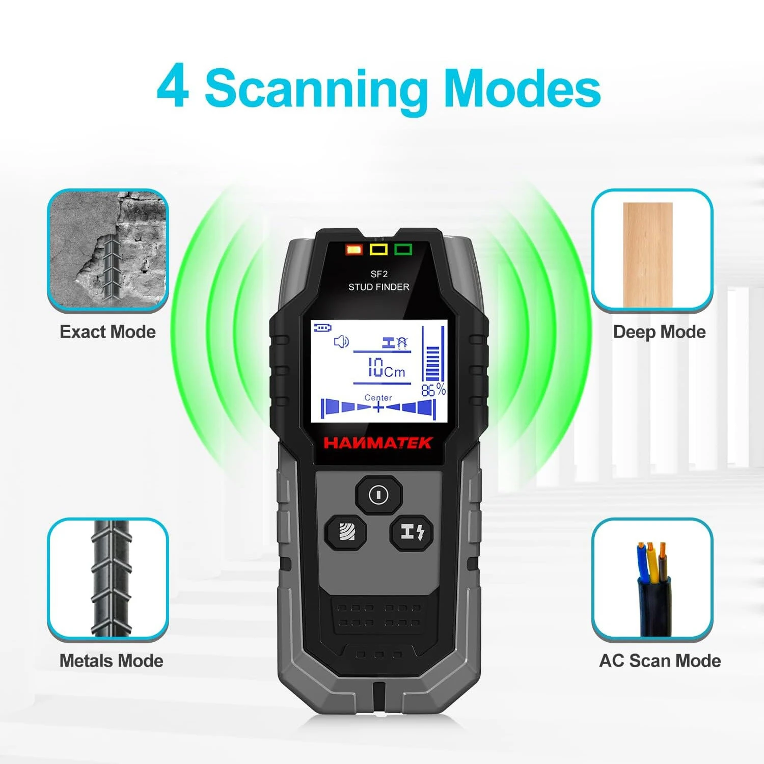 Hanmatek SF2 Wall Scanner - Stud Finder for Wood Metal AC Cable | LCD Display - Image 5