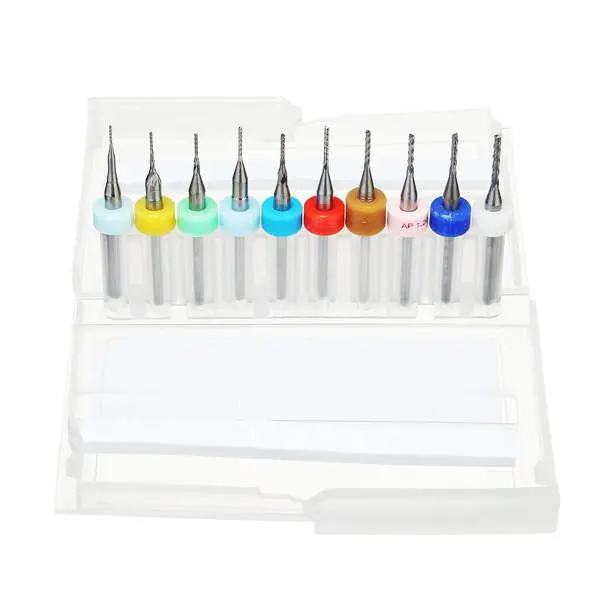 Carbide End Mill Set - 10pcs PCB Cutter 0.5-1.4mm | 3.175mm Shank CNC - Image 4