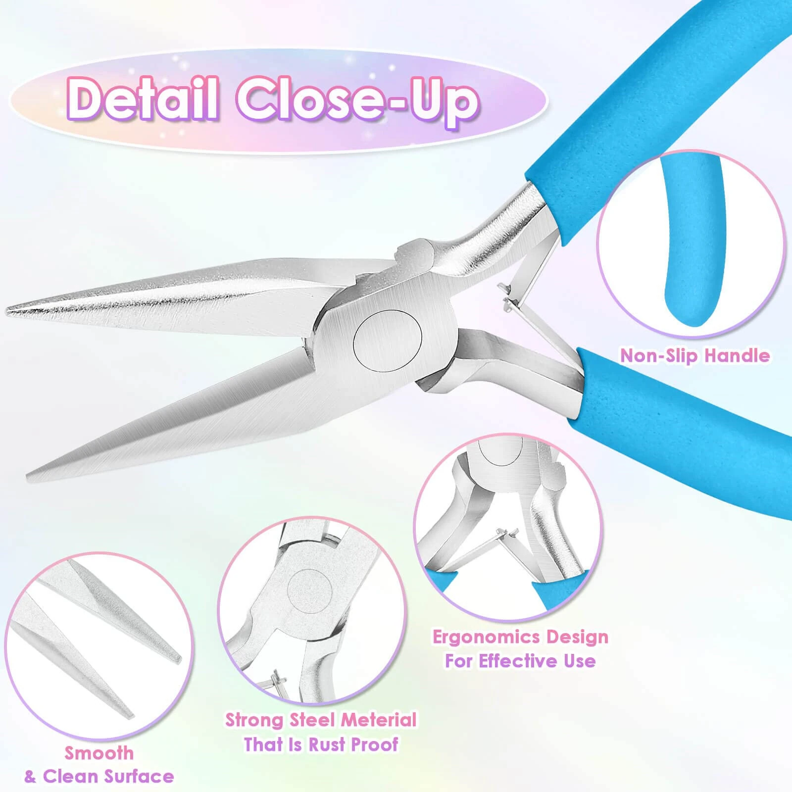 Jewelry Pliers Set - Needle Nose, Round Nose & Cutters - High-Quality Steel with Non-Slip Handles - Image 3