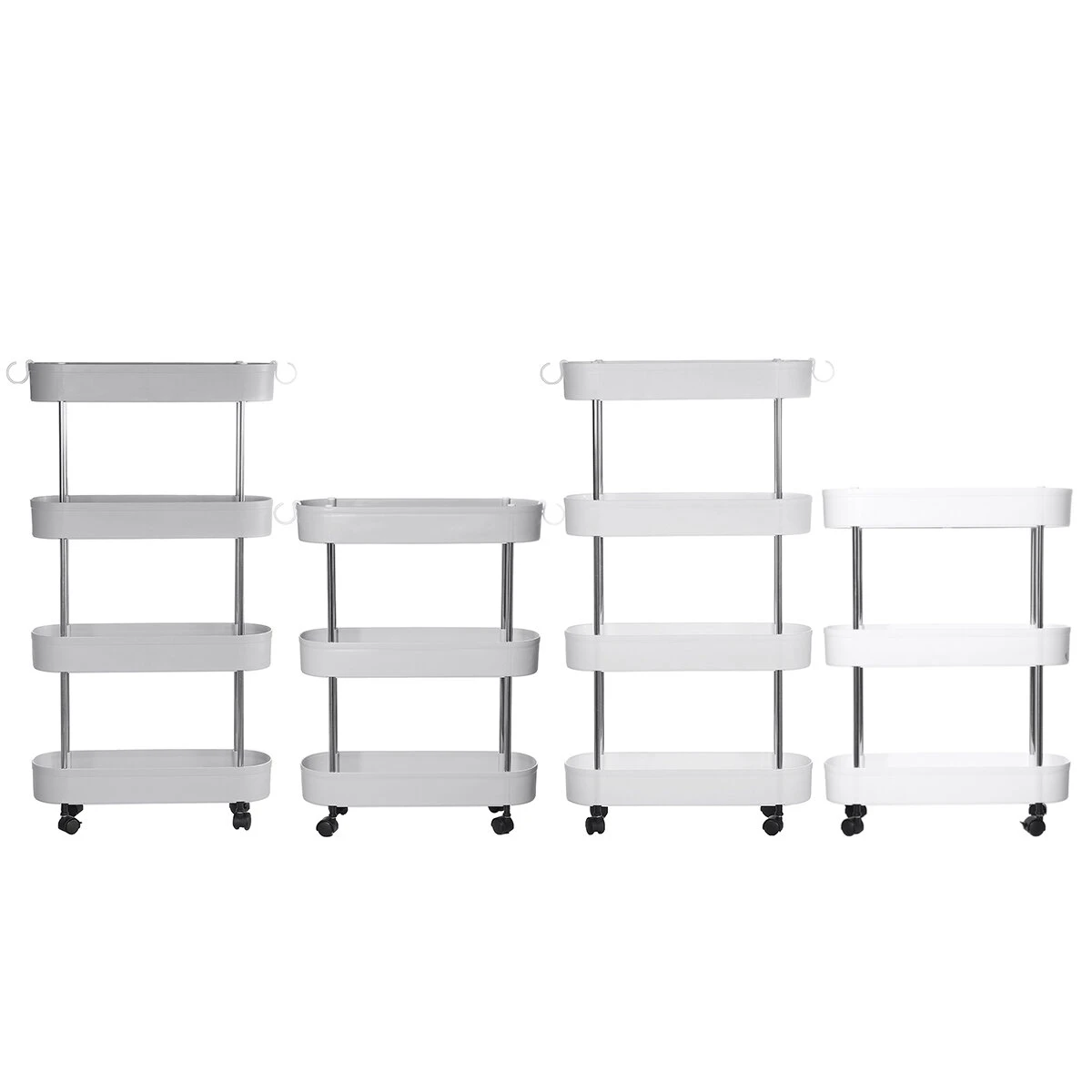 3/4 Layer Slim Storage Cart | Mobile Rolling Shelving Unit Organizer for Kitchen Bathroom - Image 2