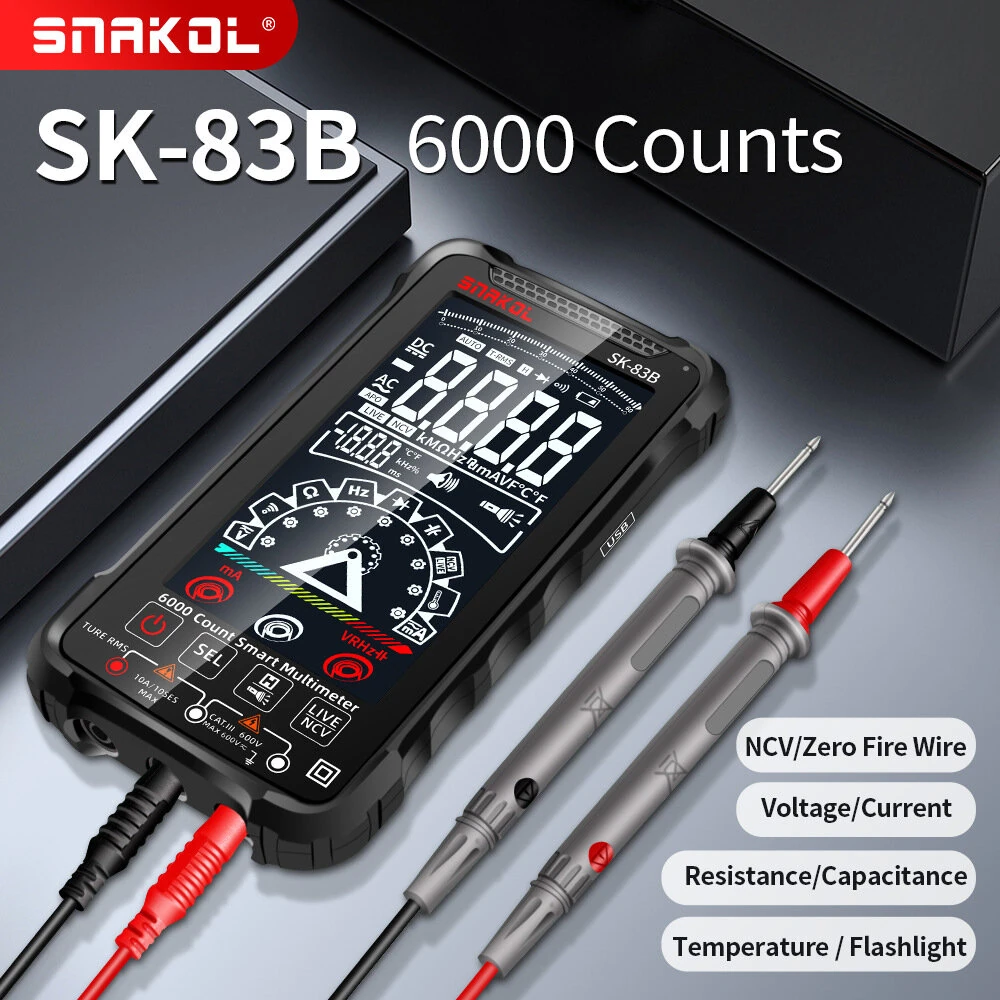SK-83A/B Smart Multimeter - 6000 Counts, Auto-Ranging, NCV, Backlit LCD - Image 4