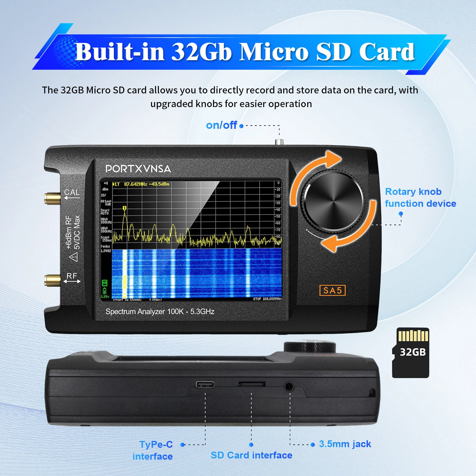 SA5 RF Analyzer | 4 Inch Display | 100kHz-6GHz Range | 5000mAh Battery - Image 5