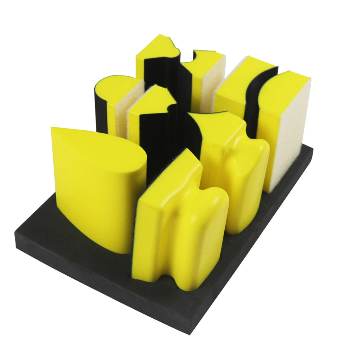 9PCS Hand Sanding Blocks Set - Contoured Profile for Auto Body & Wood - Yellow Durable Foam - Image 2