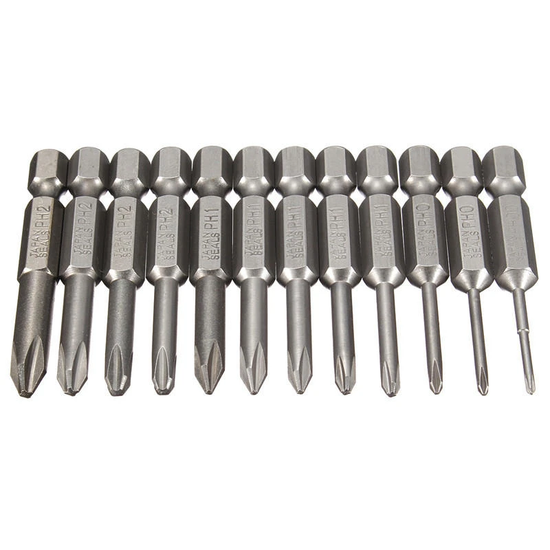 S2 Alloy Steel Magnetic Phillips Screwdriver Bits - 12 Sizes Set for Drill - Image 4
