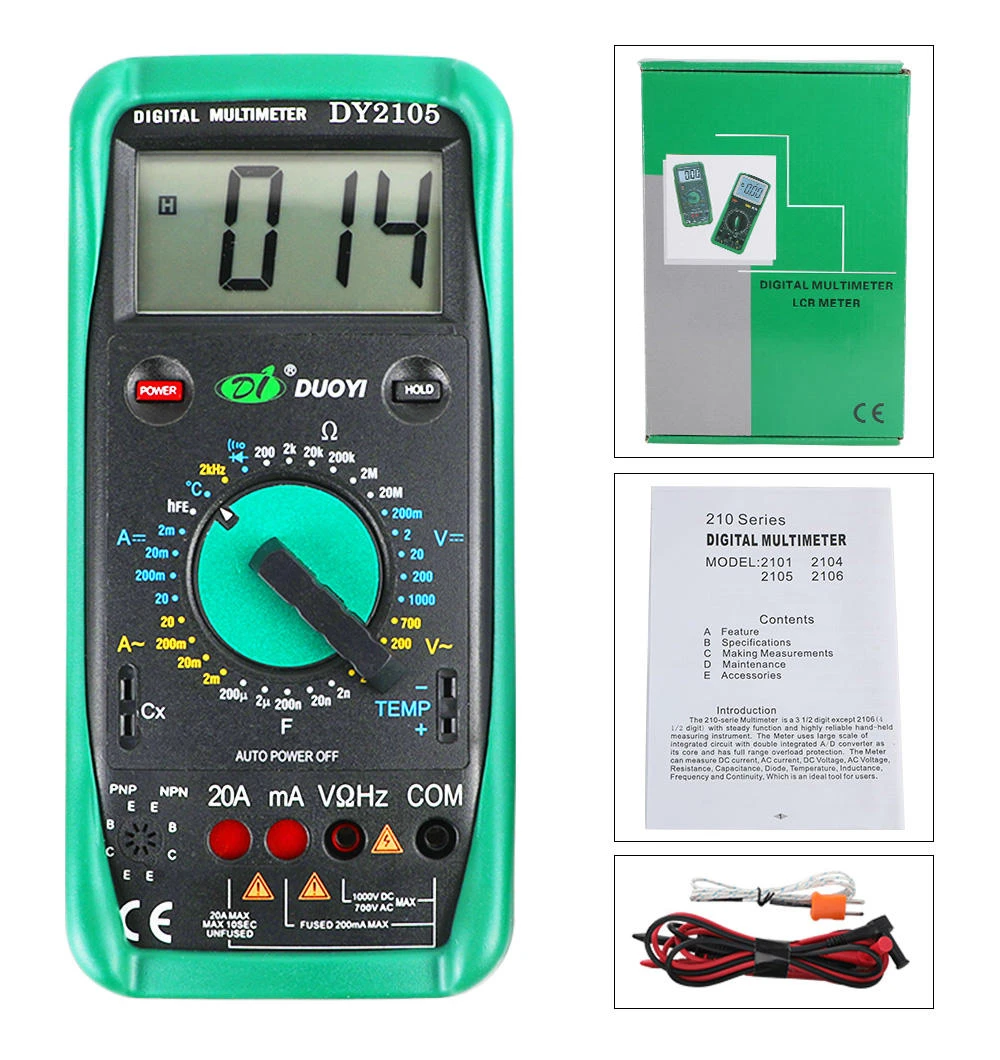 DUOYI DY2105 Digital Multimeter - Professional Multimetro with Temperature & Frequency - Image 2
