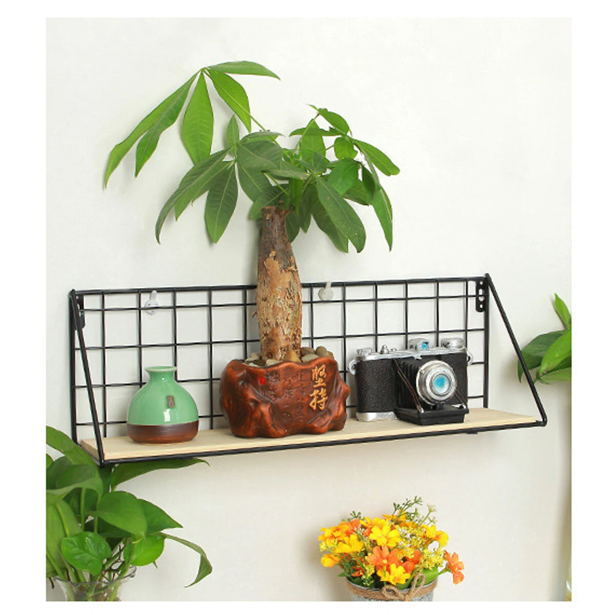 Wooden Iron Wall Shelf - Home Storage Holder & Hanging Storage Box - Image 4