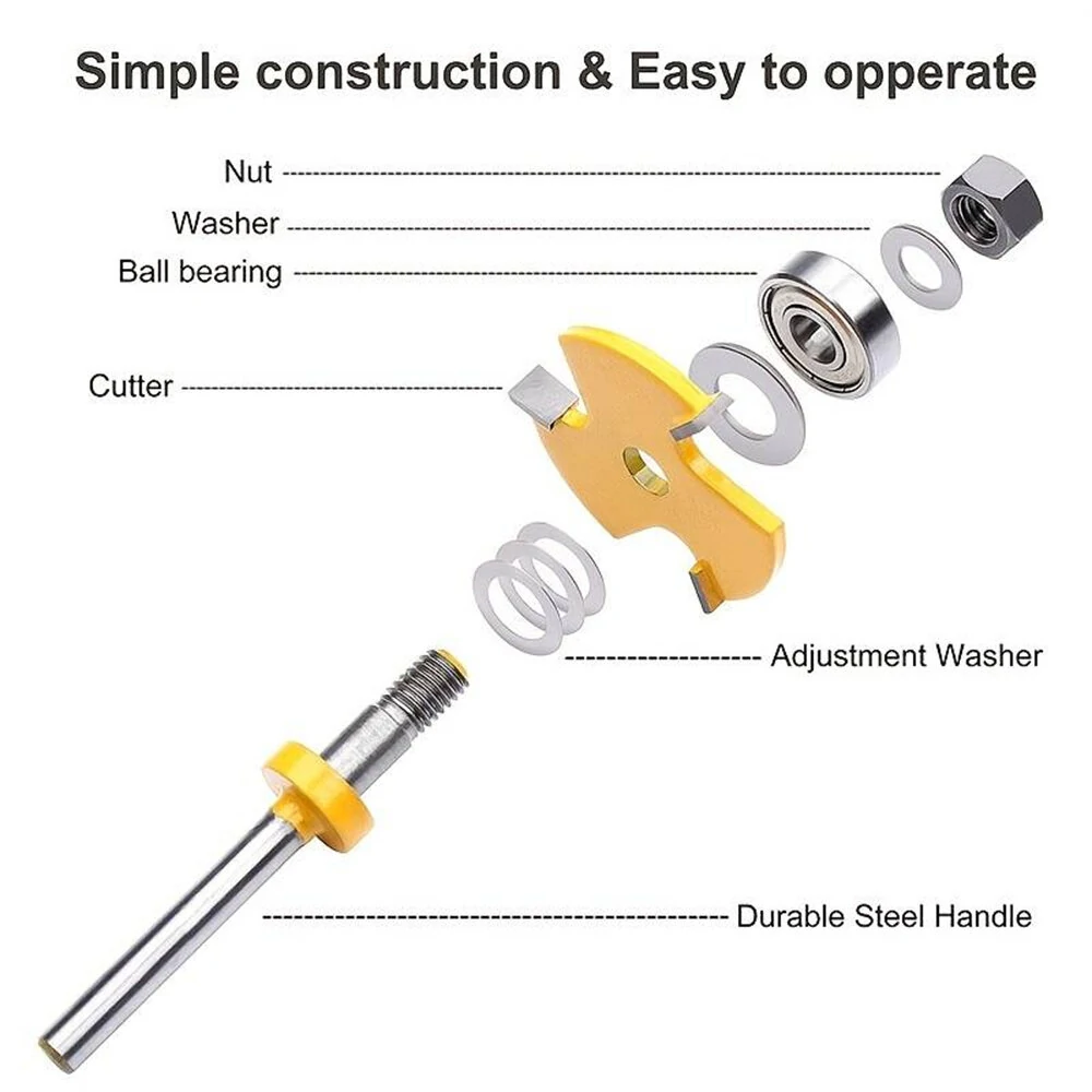 2pcs Router Bit Set - 1/4 Inch Shank, 45 Degree Lock Miter & T-Shape Cutter | For Wood, MDF, Plywood - Image 3