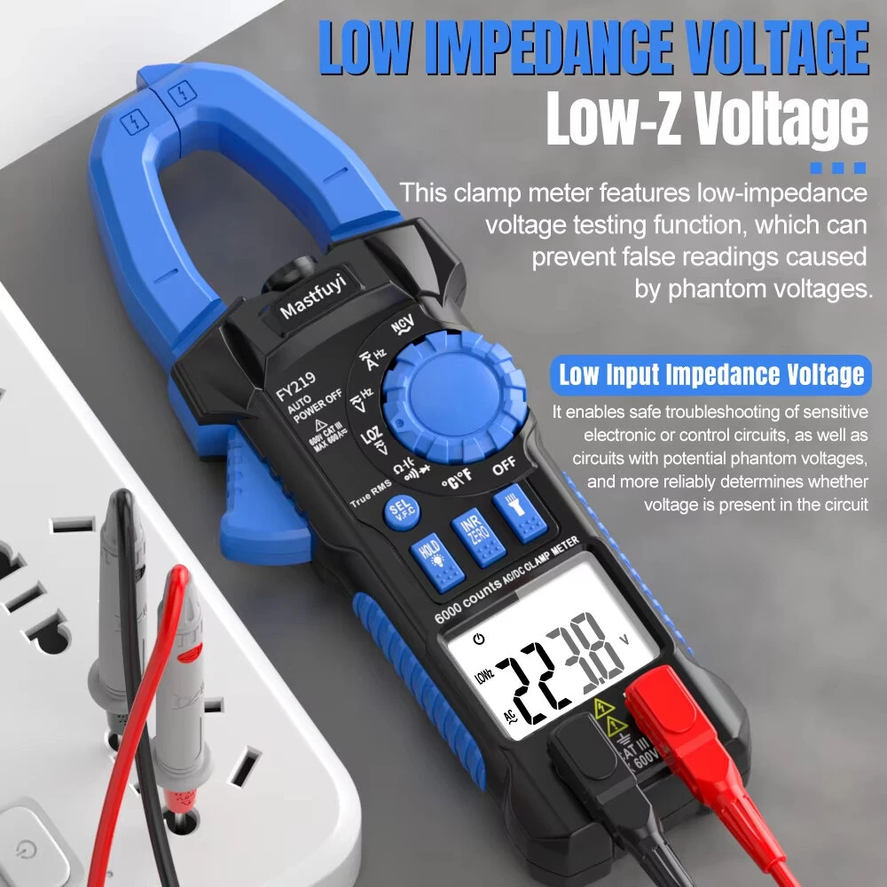 FUYI FY219 Digital Clamp Meter - 600A AC DC True RMS Multimeter | Auto Range - Image 4
