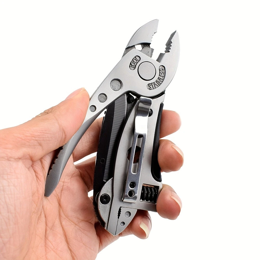 6-in-1 Stainless Steel Multitool - Folding Wrench, Screwdriver & Knife | Camping & Survival Tool - Image 2