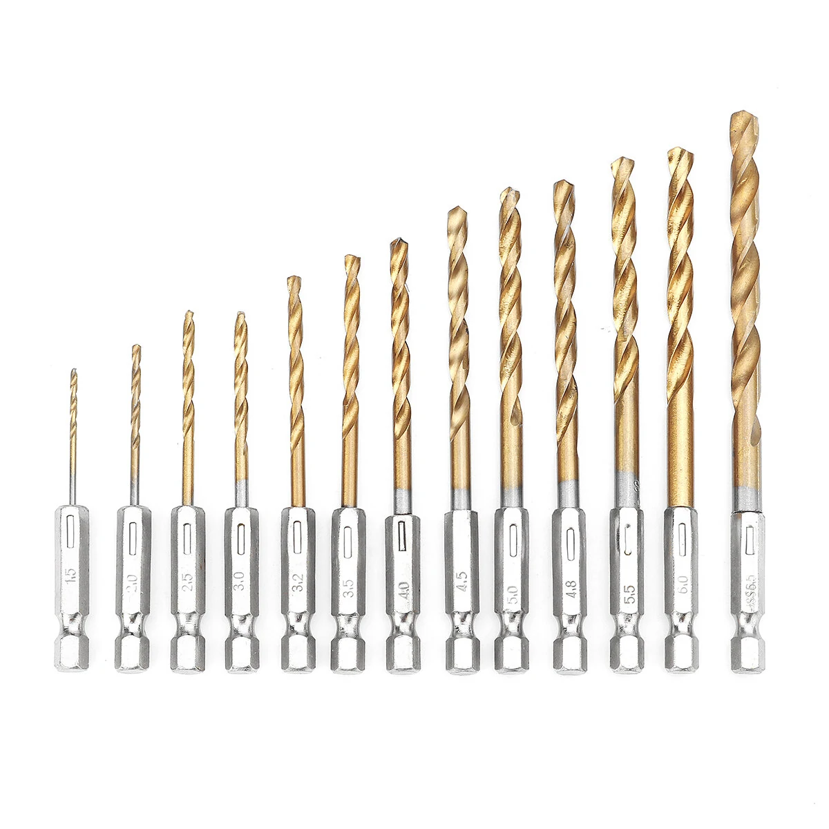 HSS Titanium Drill Bit Set - 13Pcs Hex Shank 1.5-6.5mm | High Speed Steel - Image 2
