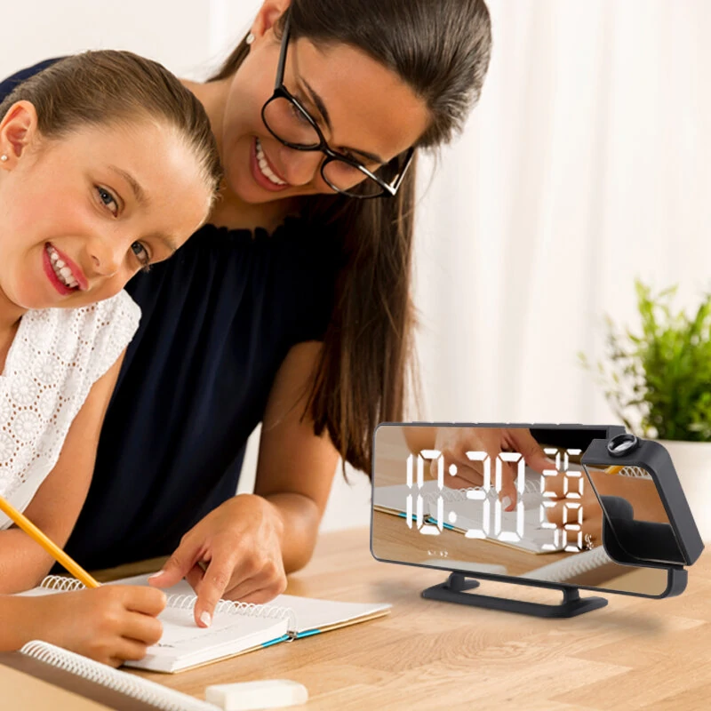 TS-9210-TFM-HW-R Alarm Clock | Time Projection, Radio, Temperature & Humidity Display - Image 3