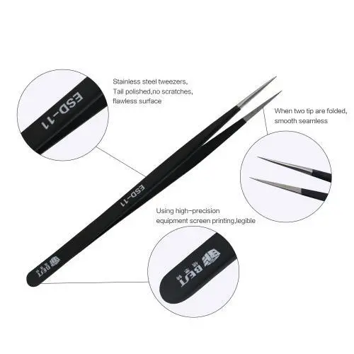 BEST BET-ESD-11 BGA Precision ESD Tweezer Set | All-Metal Anti-Static Repair Tool - Image 3