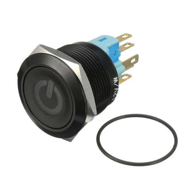 12V 22mm LED Push Button Switch - 6 Pin Momentary Metal Light - Image 3
