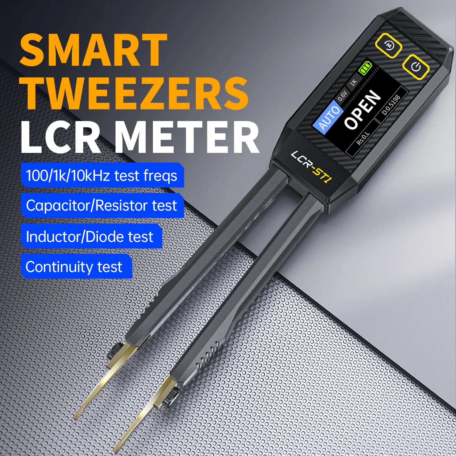 FNIRSI LCR-ST1 Smart Tweezer | LCR ESR SMD Tester | Capacitance Inductance Diode Test - Image 2
