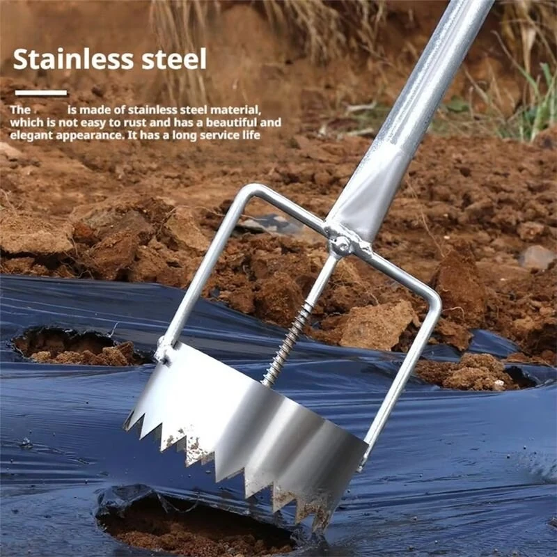 Reliable Adjustable Steel Mulch Hole Punch Tool - Easy Grip Gardening Tool - Image 4