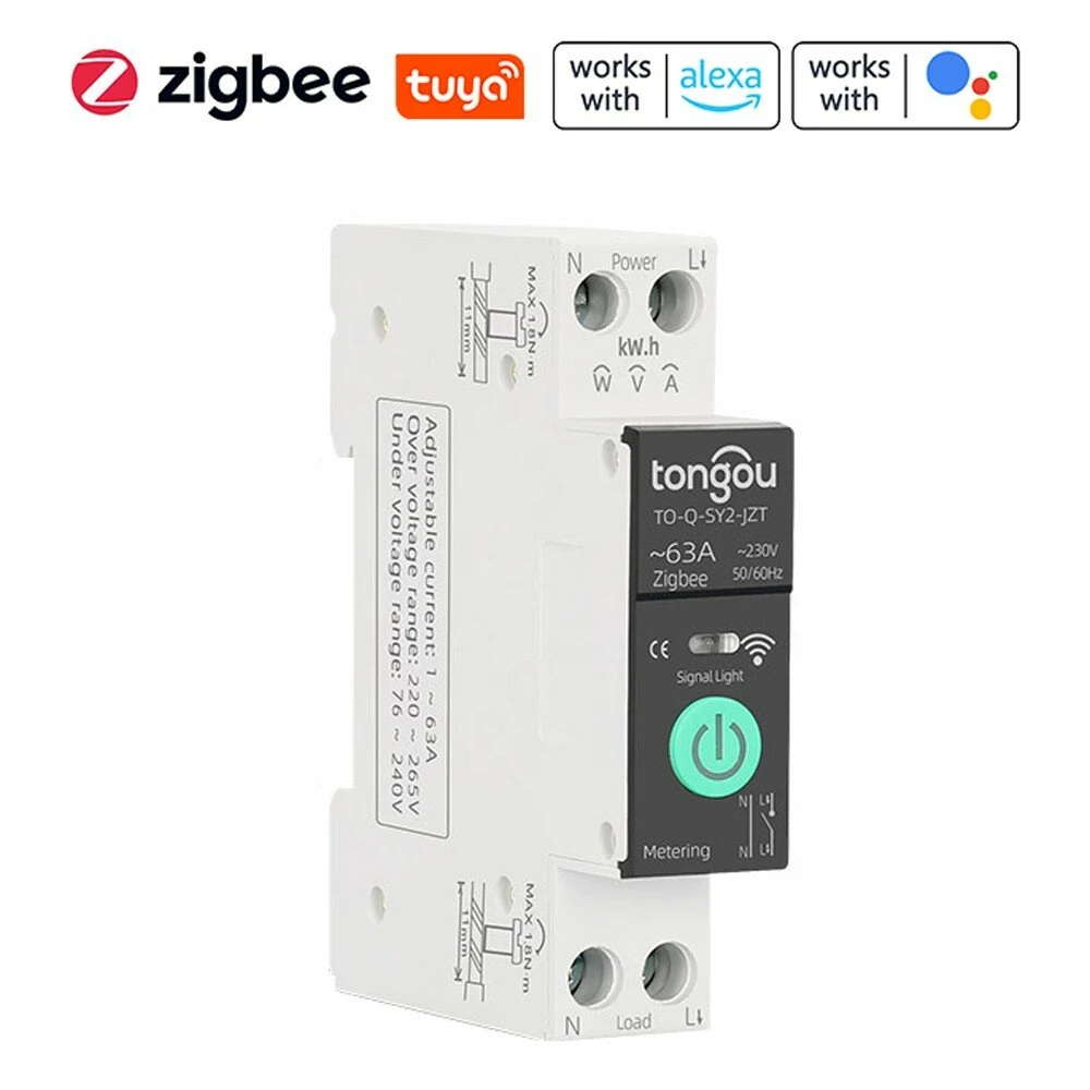 Tuya Smart Circuit Breaker 63A 1P - Energy Metering | Alexa & Google Home - Image 2