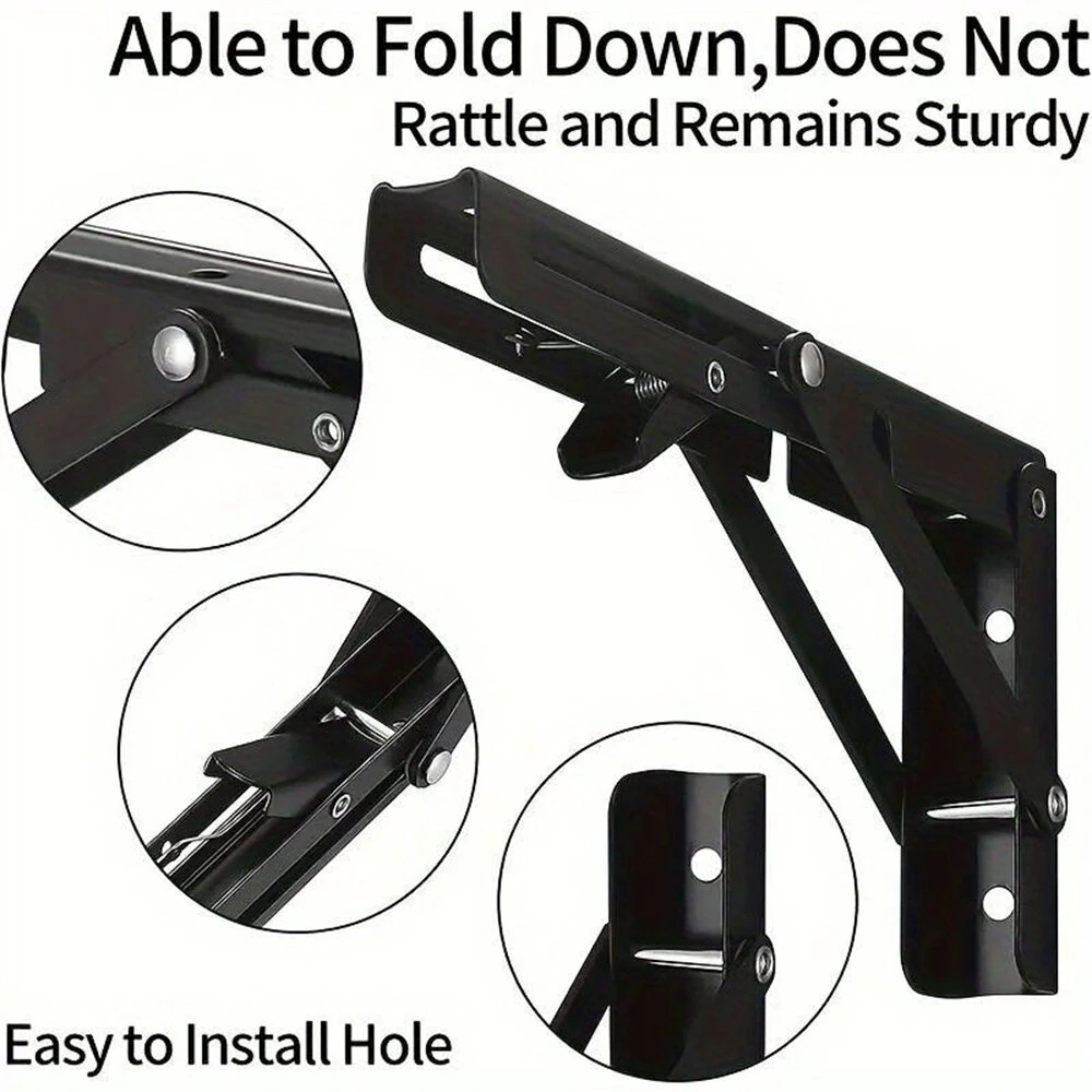 Stainless Steel Folding Shelf Brackets 8inch - Heavy Duty 90 Degree Wall Mount | Includes Screws - Image 3