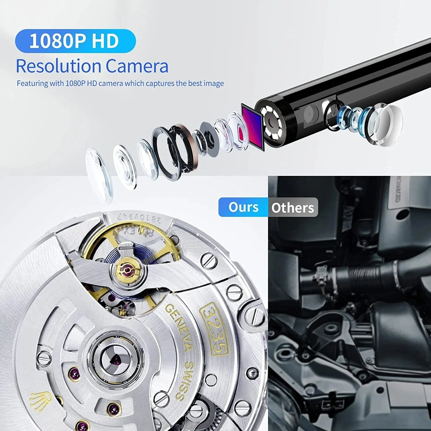 P50 8mm Dual Camera Borescope - 1080P 4.5 IPS LCD - 6 LED for Car & Sewer - Image 2