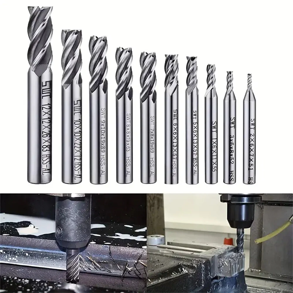 10PCS 4 Flutes End Mill Bits | 2-12mm Straight Shank | For Wood Steel Titanium - Image 3