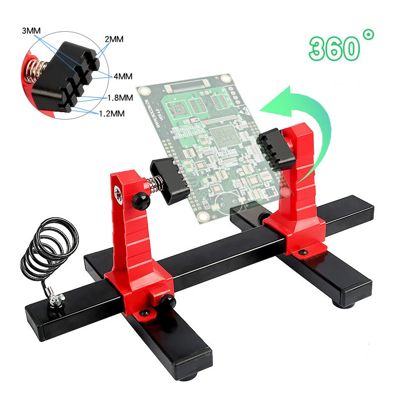 Adjustable 360° PCB Holder | Spring-Loaded Clamps & Non-Slip Feet | Soldering Tool - Image 2