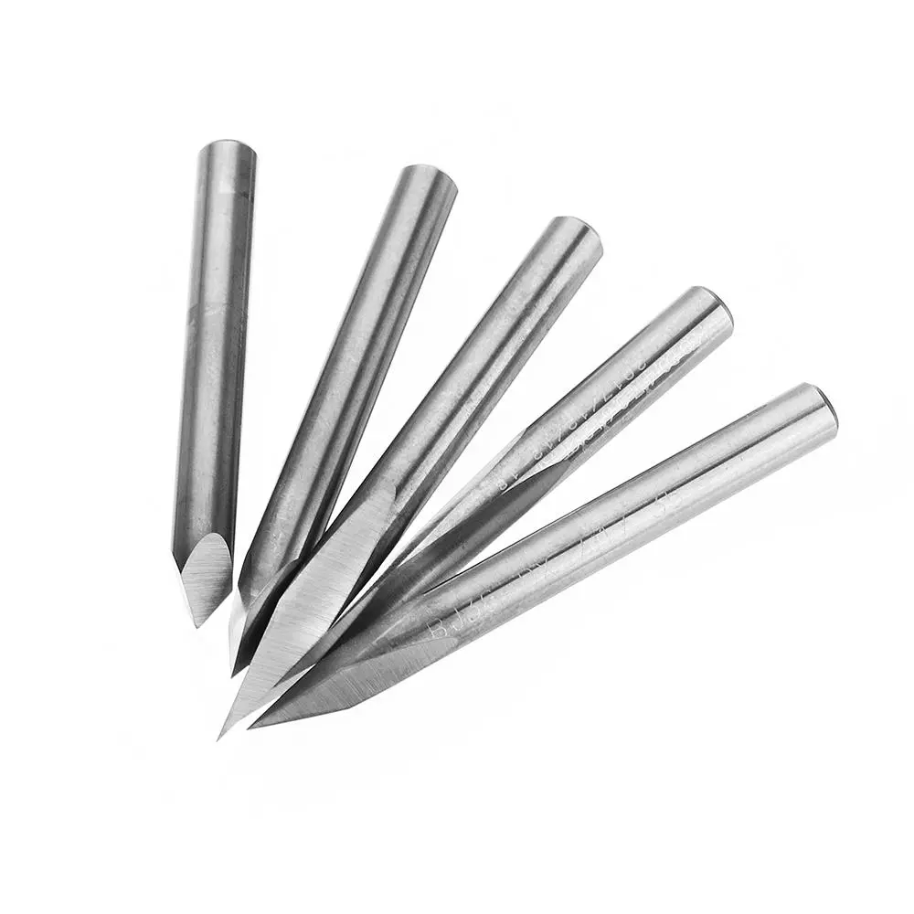 Drillpro Tungsten Steel Engraving Bit - 5pcs 4mm Shank 0.1mm Tip | 15-60 Degree - Image 3
