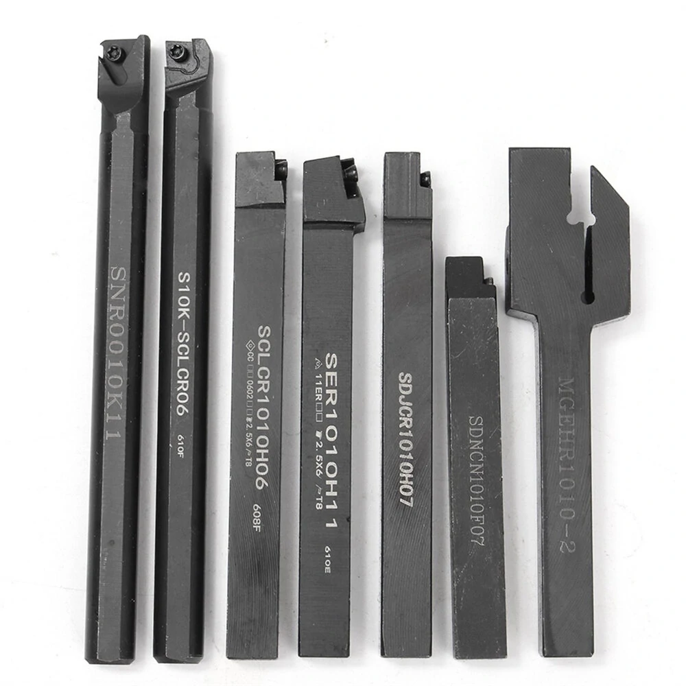 VP15TF Carbide Inserts - 7pcs 10mm Shank Lathe Boring Bar & Tool Holder Set - Image 3