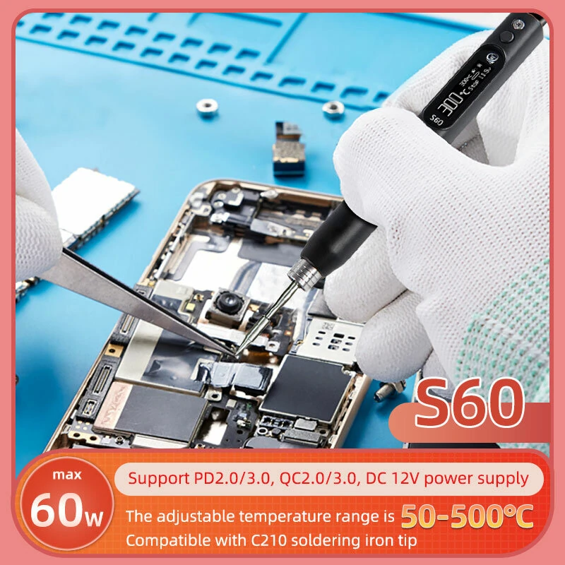 SEQURE S60 DC Soldering Iron Kit - EU Plug | With Stand, Tip & Storage Bag - Image 4