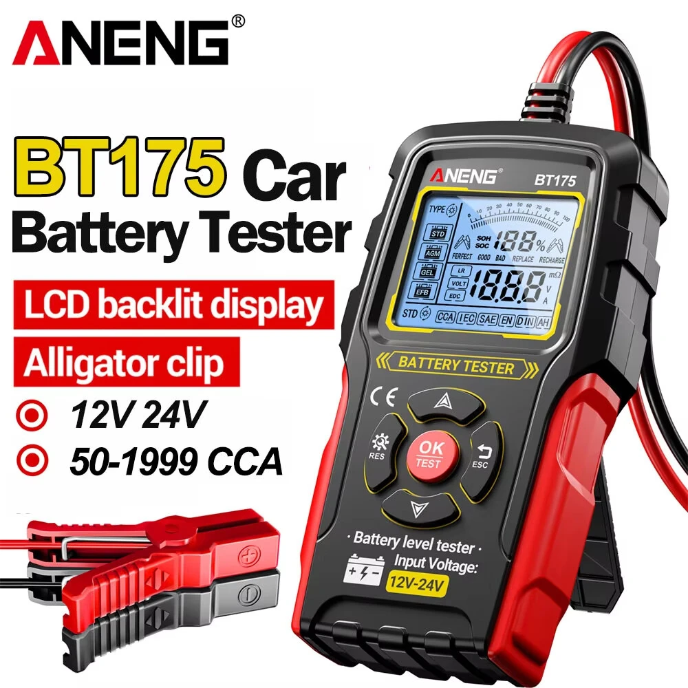 ANENG BT175 Car Battery Tester - 12V 24V Analyzer with CCA Measurement & Backlit Screen - Image 2