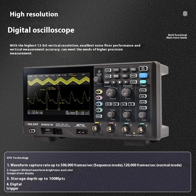SIGLENT SDS800X HD Oscilloscope - 12-bit High Resolution, 100MHz Bandwidth, 2GSa/s - Image 5