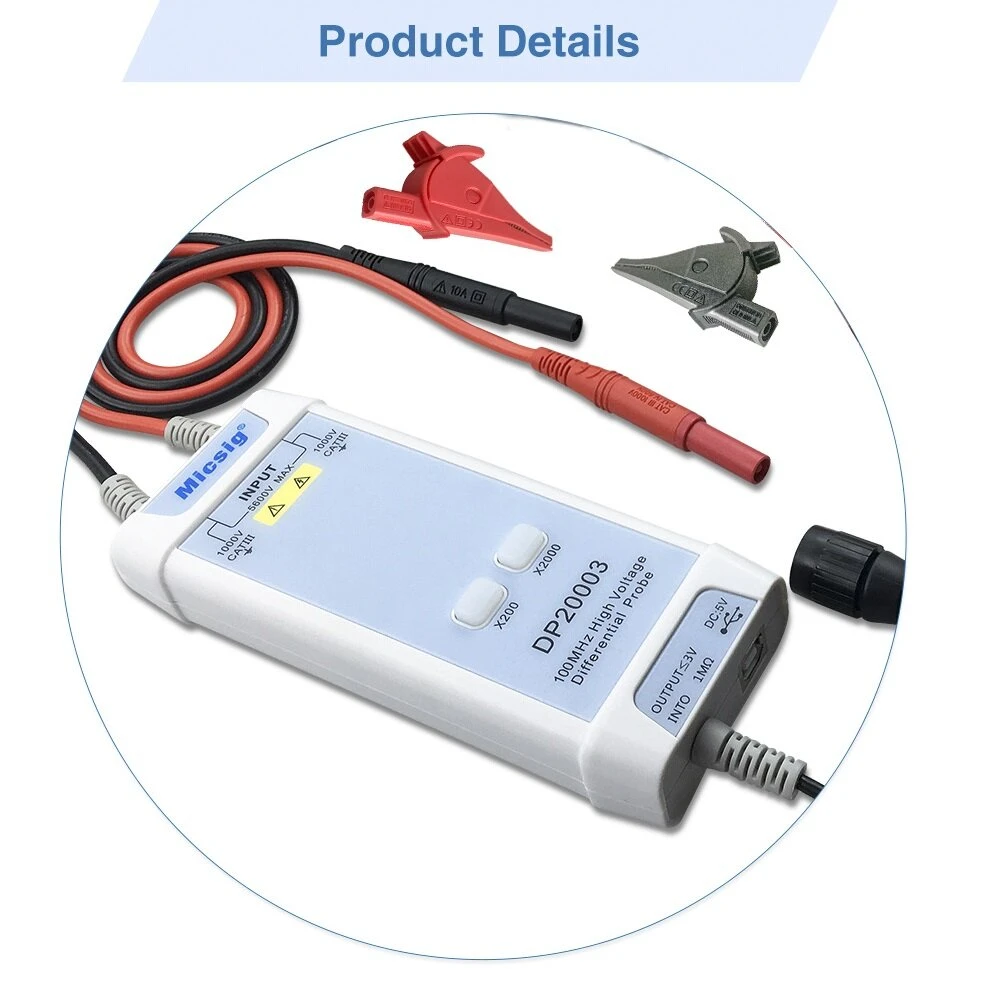 Micsig DP20003 High Voltage Differential Probe | 100MHz 5600V | 200X/2000X Attenuation - Image 5