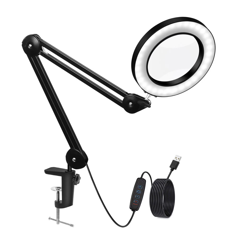 YG-810-2 8X 780mm LED Magnifying Lamp | 84mm Clamp & Swivel Arm with Dust Cover - Image 2