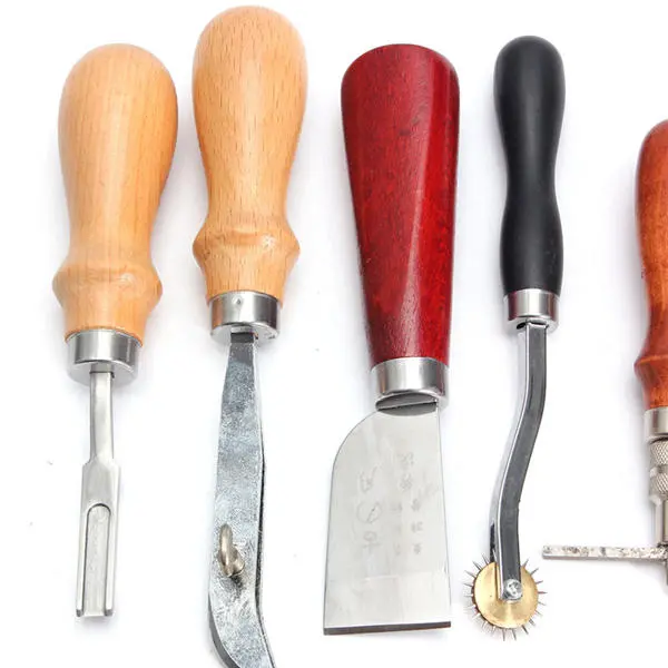 Leather Craft Tool Kit - 13Pcs Hand Awl Skiving Groover & Sewing DIY - Image 3