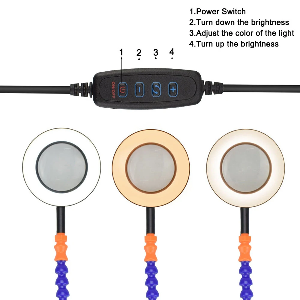 NEWACALOX Soldering Helping Hands - 6 Arm PCB Holder with USB LED Magnifier - Image 5