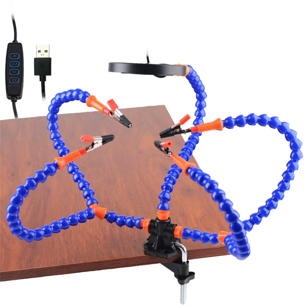 Multifunctional Welding Bracket Arm - 5 Arms with 3 Holes & Magnifying Glass | Universal Third Hand Tool for Assembly Repair - Image 5