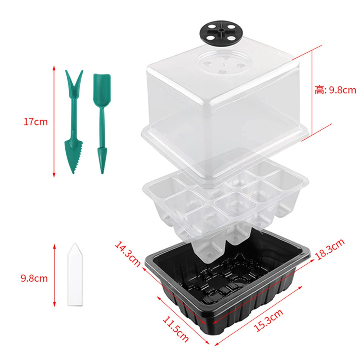 5 Pack 12-Cell PVC Seed Starter Tray Kit | Adjustable Humidity Control & Enhanced Drainage - Image 4