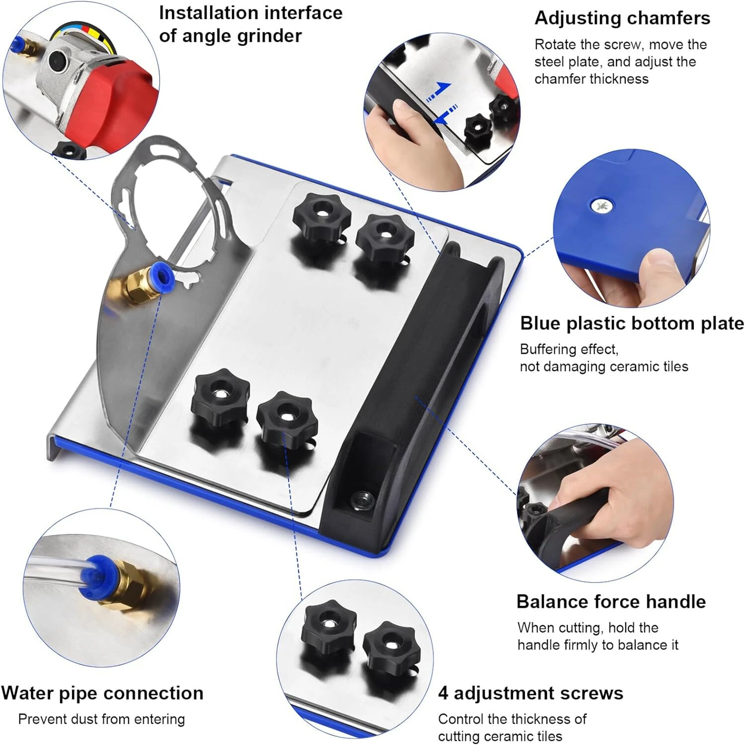 45 Degree Grinder Jig - Tile Chamfering Tool with Secure Clamping | Stainless Steel & ABS Construction for Ceramic Stone Cutting - Image 4