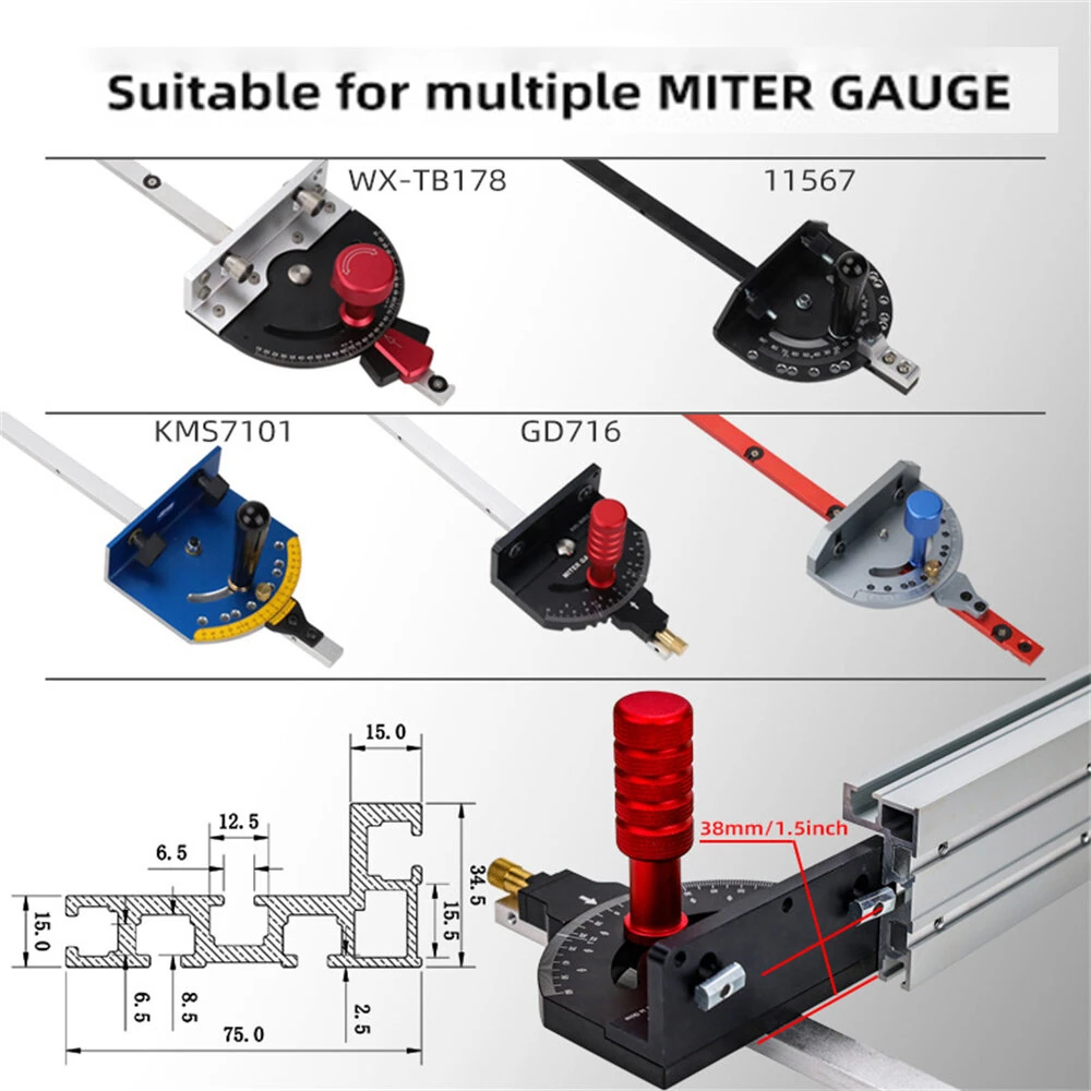 Fonson Adjustable 75 T-Track Miter Saw Fence | Laser Measure 400-1000mm | Fits Table & Band Saws - Image 2