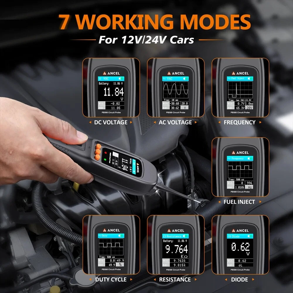 ANCEL PB500 Automotive Diagnostic Tool - Circuit Tester, 7 Test Modes, Dual Display - Image 5
